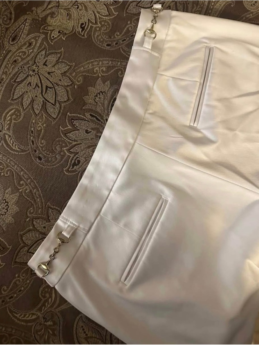Express White High-Waist Tailored Pants with Gold Hardware